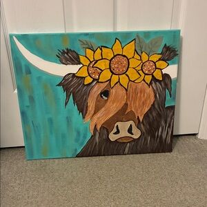 Colorful Highland Cow Canvas Art